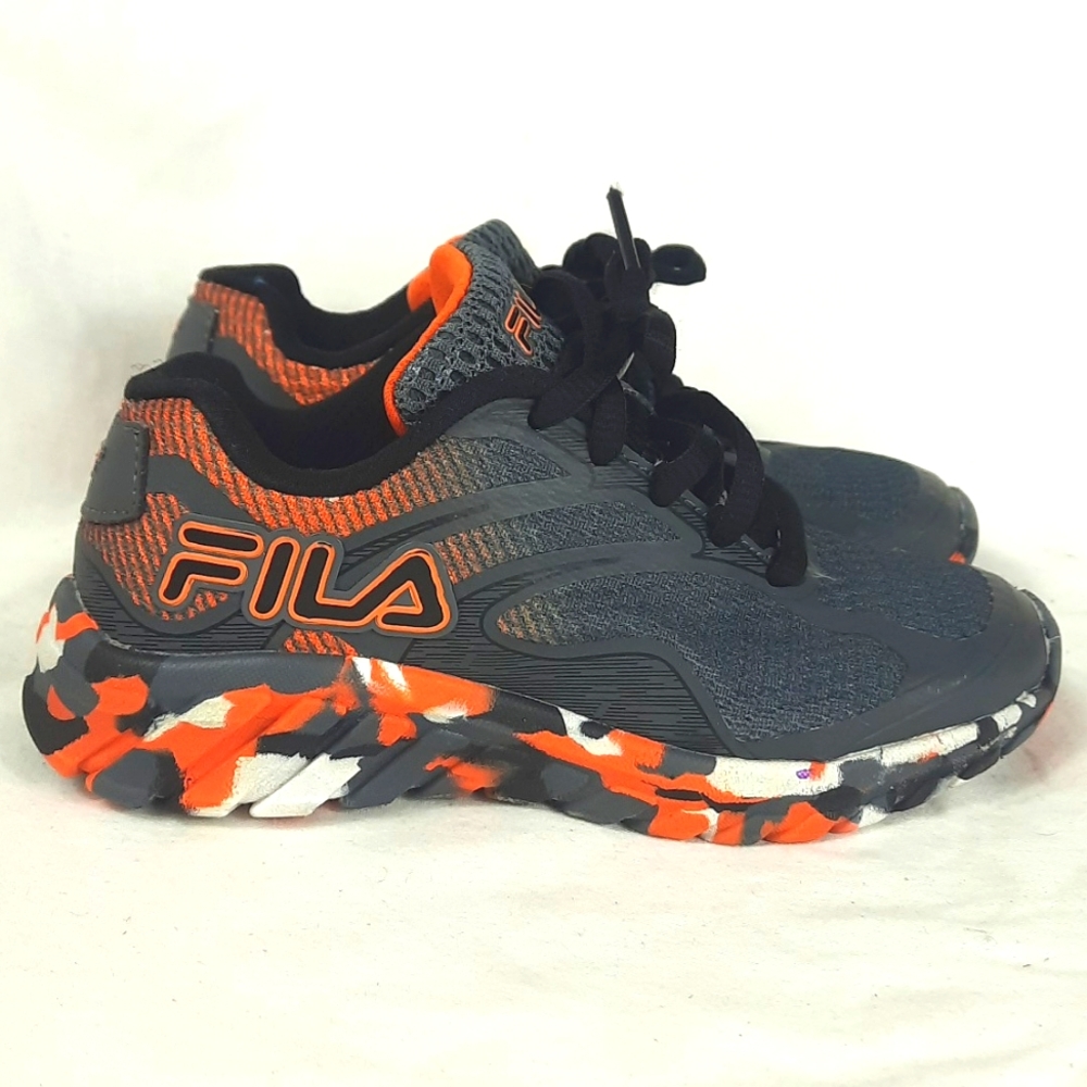 Fila Little Kids Running Shoes Size 11 Gray Orange Sneakers 3RM00936-054